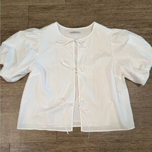 Abercrombie & Fitch Poplin Tie Top